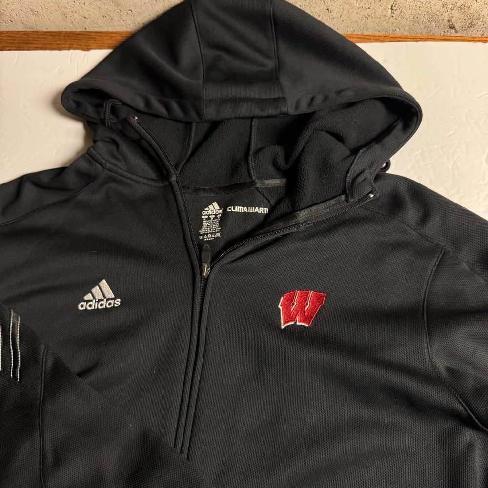 Adidas Climawarm Wisconsin Badgers Hoodie‎ Jacket Full Zip Black